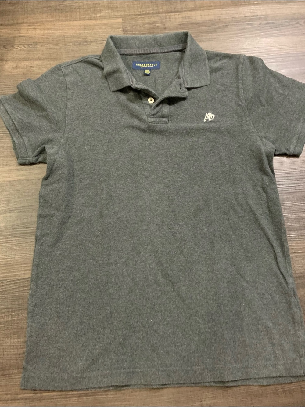 Aeropostale Men's Dark Gray Polo Shirt with Small Chest Logo